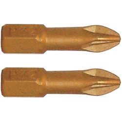 Pozi 2 X 25mm Insert Bit Torsion Tin Coated 2pce Pz2